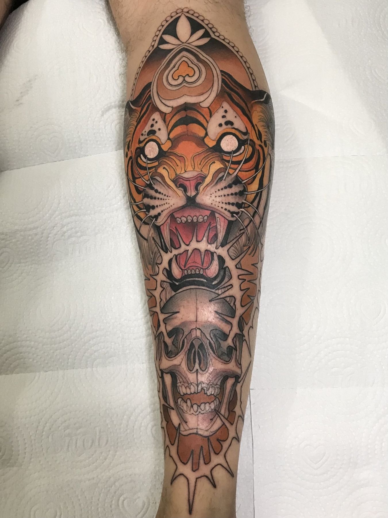 Tigre e caveira, neo-tradicional